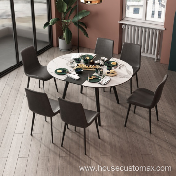 Extendable Solid Wood Rock Top Dining Room Table